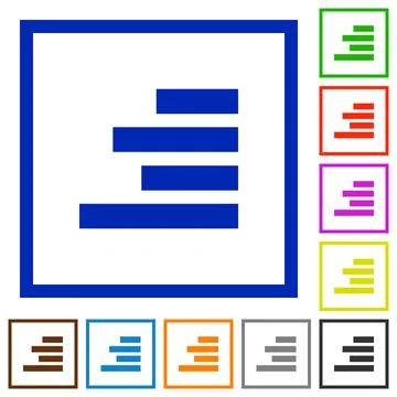 Text align right flat framed icons 스톡 일러스트