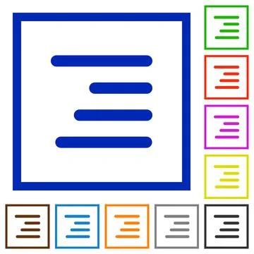 Text align right flat framed icons Stock Illustration