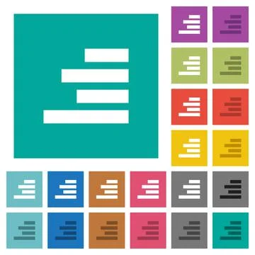 Text align right square flat multi colored icons Stock Illustration