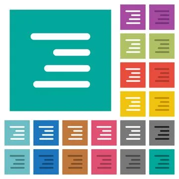 Text align right square flat multi colored icons Stock Illustration