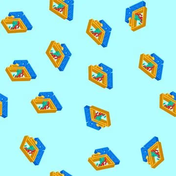 Text analysis graph natural language processing nlp isometric seamless patter Illustrazione stock