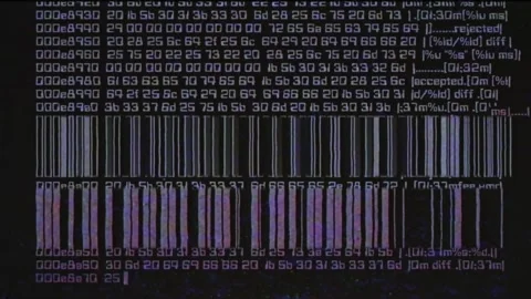 Text and code, scrolling with visual noise. Digital encryption. Stock Footage 313470140