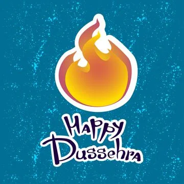 Text and fire. Postcard for holiday in India. Happy Dussehra Stock Illustration