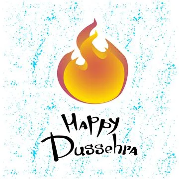 Text and fire. Postcard for holiday in India. Happy Dussehra 스톡 일러스트