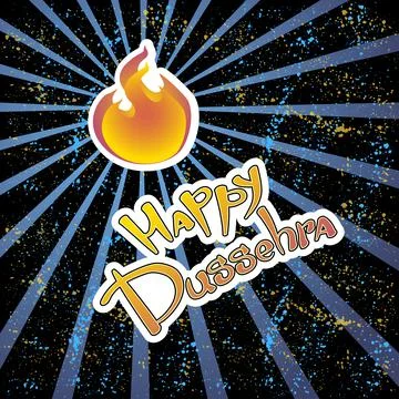 Text and fire. Postcard for holiday in India. Happy Dussehra Stock Illustration