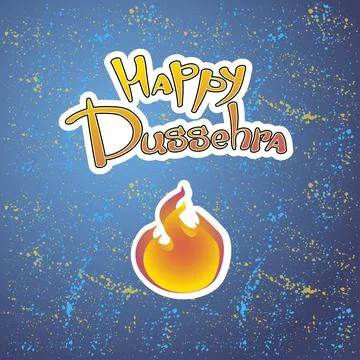 Text and fire. Postcard for holiday in India. Happy Dussehra Illustrazione stock