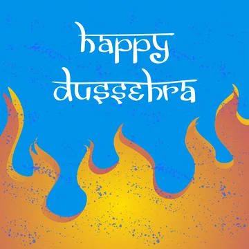Text and fire. Postcard for holiday in India. Happy Dussehra Stock Illustration