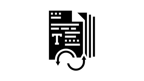 Text and fonts converter glyph icon animation Stock Footage 163896743