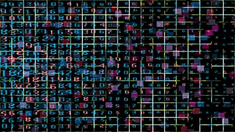 Text and Grids 1007: Streaming data screen readout. Stock Footage 243025856