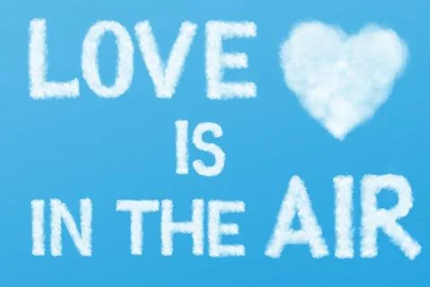 Text and heart cloud in the blue sky Stock Photos