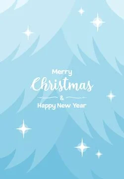 Text and lights on the background of a blue Christmas tree branches Stock Illustration