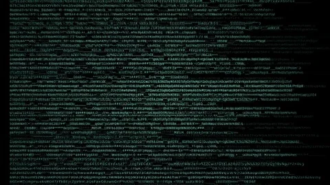 Text and numbers running fast down on computer screen Stock Footage 73969191