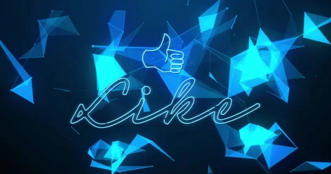 Like text and thumbs up sign animation over blue geometric shapes Stock-Footage 304926645