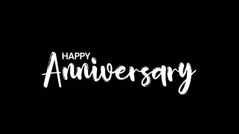 Text animated handwriting displays happy anniversary in white Stock Footage 313763527