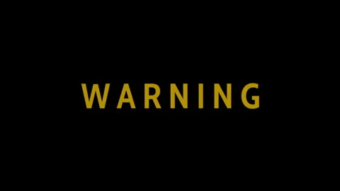 Text animation on a black background - WARNING. Stock Footage 296646385