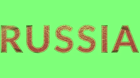 Text animation displaying the word russia with textured metallic gold letters 스톡 동영상 346122370