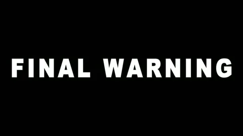 Text animation with final warning message in white and green on black backg.. Video stock 344032309