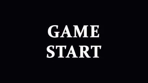 Text animation GAME START appears on black background with cinematic motion.. Stock Footage 344036871