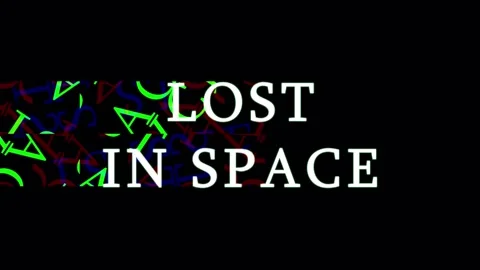 Text animation with glitch effect for 'Lost In Space' title sequence during.. Stock Footage 344032321