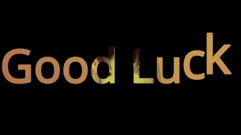 Text animation good luck repeated with warm golden hues on black background Vidéo 344712540