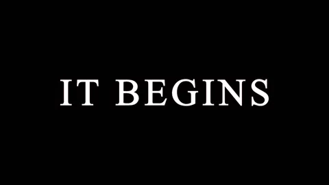 Text animation IT BEGINS sequence with cinematic motion and selective color.. 스톡 동영상 344036872