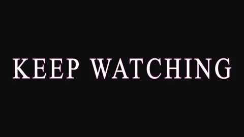Text animation repeating 'Keep Watching' in white against a dark background.. Stock Footage 344035237