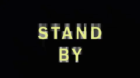 Text animation of 'STAND BY' appearing in six equal parts on black background 스톡 동영상 343415940