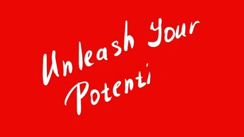 Text animation Unleash Your Potential on a red background Stock Footage 292309338