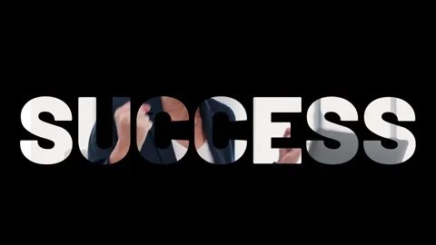 Text animation with video word SUCCESS repeated three times across black 스톡 동영상 344647710