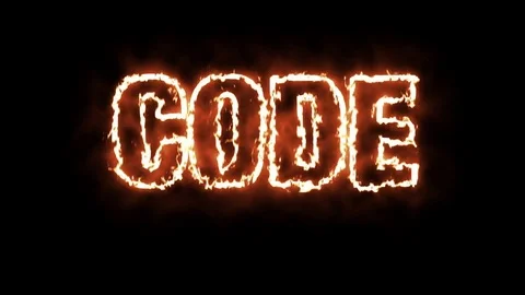 Text animation of the word CODE. burning on fire. Stock Footage 78527226