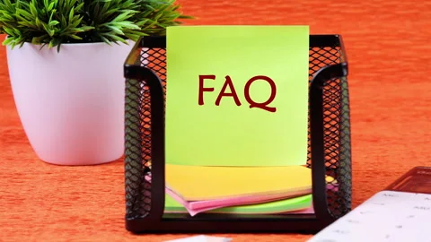 Text animation, word FAQ. The appearance of the FAQ symbol on the green sticker Stock Footage 277418242