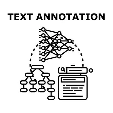 Text annotation process for artificial intelligence and data labeling Stock Illustration