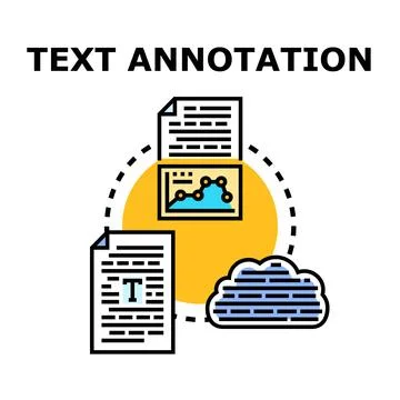 Text annotation process for data analysis and machine learning Stockillustratie