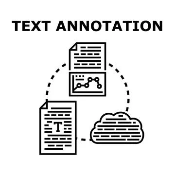Text annotation process for data analysis and machine learning Stock Illustration
