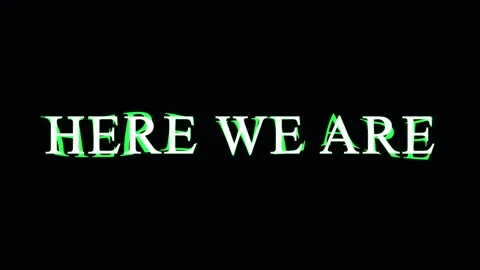 Text appearing on black background with subtle glitch effect during a cinem.. Video stock 344035316