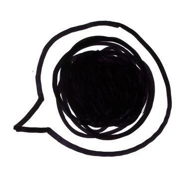 Text area drawn with a black marker isolated on white background. Speak black Stock-Illustration