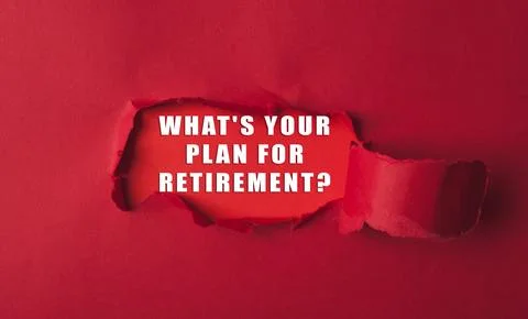 Text Asking About Retirement Plan on Red Background Foto stock