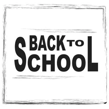 Text  back to school with doodle line in frame Illustrazione stock