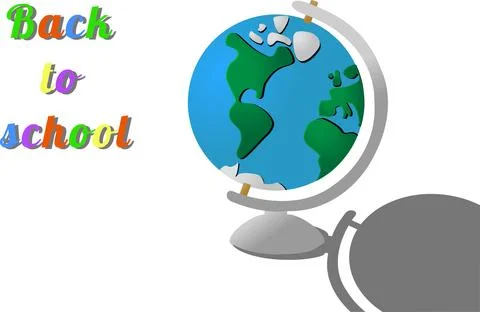 Text back to school with a globe on a white background Stock Illustration