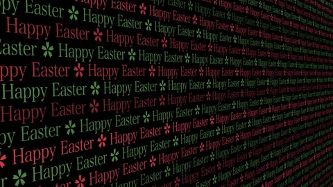 Text background with happy easter text and traditional easter egg pattern Stock Footage 268858286