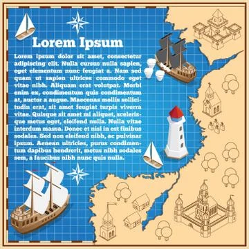 The text on the background of old map. Stock Illustration