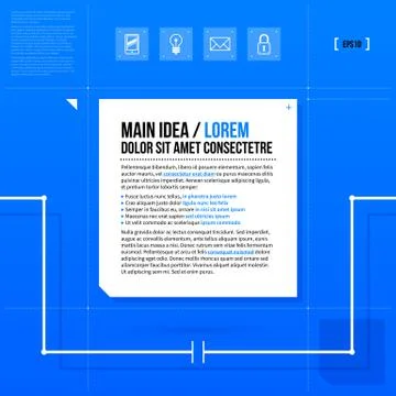 Text background with square element in blueprint style. EPS10 Stock Illustration