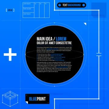 Text background template with black circle in blueprint style. EPS10 Stock Illustration