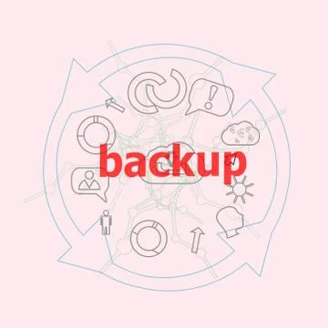 Text Backup. Web design concept . Flat outline linear Infographic Stock Illustration