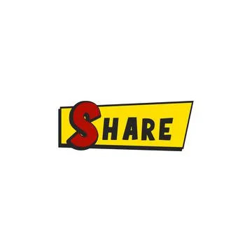 Text balloon with the word share, retro comic style Stock Illustration
