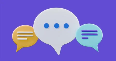 Text balloons 3D with purple background 4k, social media Stock Footage 284907172