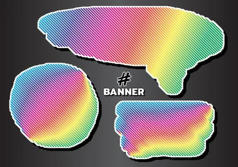 Text banners, speech bubbles for message. Rainbow banners for advertising Stock Illustration