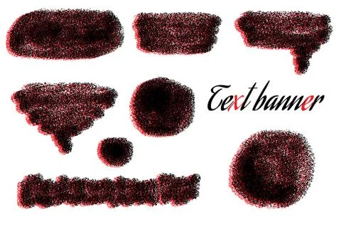 Text banners, speech bubbles for message. Grunge spot. Banner from sprayed do Stock Illustration