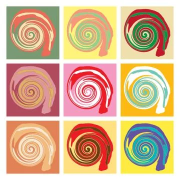 Text banners, speech bubbles for your message. Spirals in retro style Stock Illustration