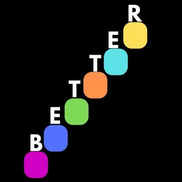 Text better on colorful steps indicating improvement step by step concept - 1 Stock Illustration